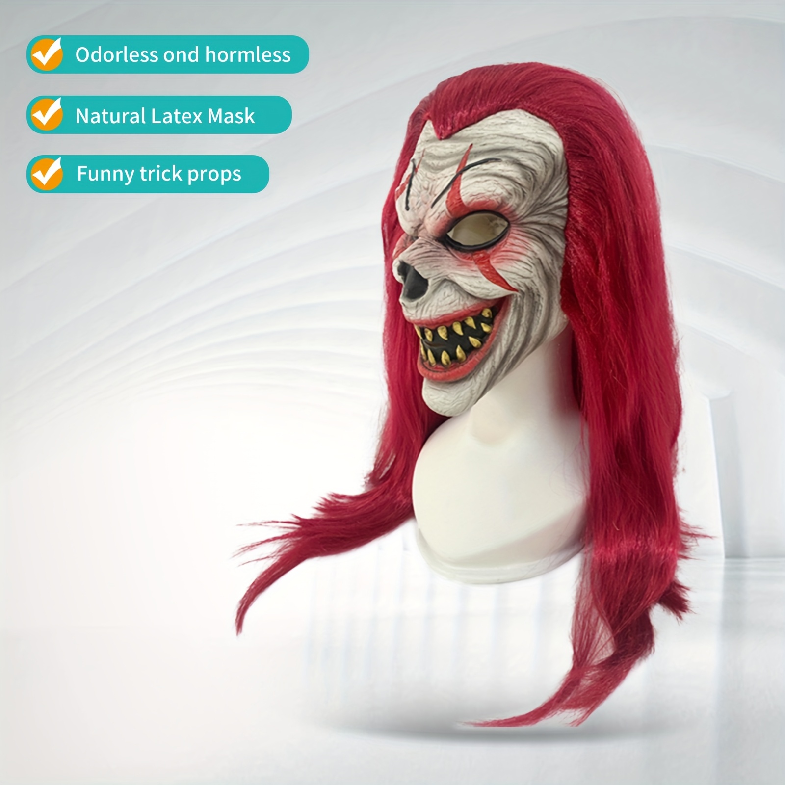 Red-Haired Clown Mask for Halloween and Costume Parties